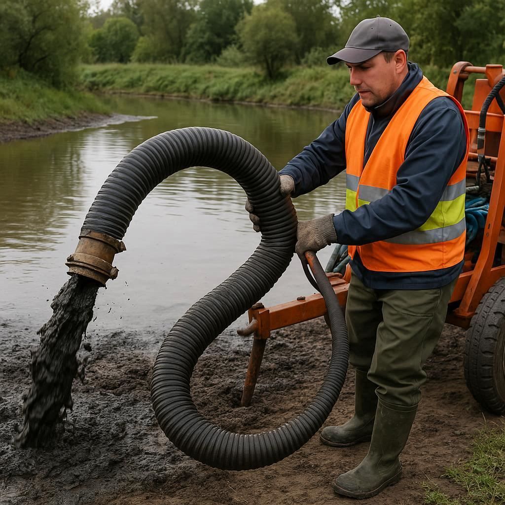 Очистка прудов и водоемов от ила в Шушарах